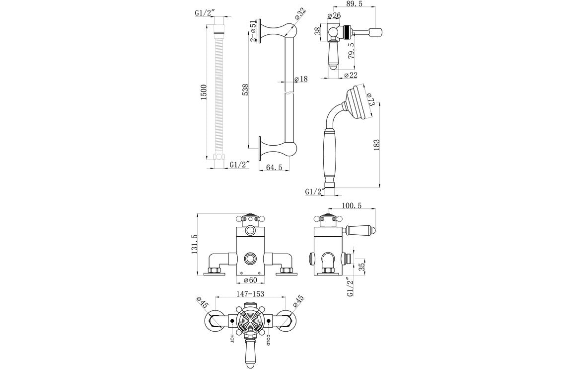 CrystalFlow Shower Pack One - Concentric Single Outlet Shower Valve & Riser Kit - Chrome