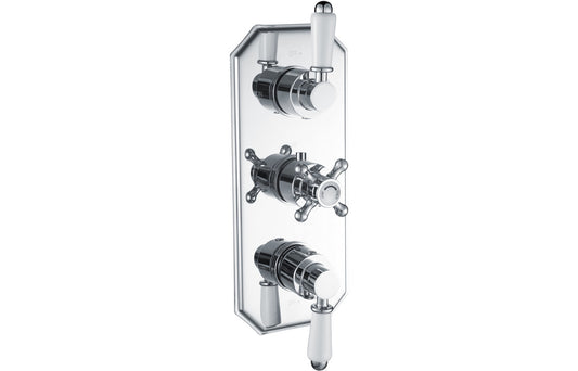 CrystalFlow Traditional Lever Thermostatic Two Outlet Shower Valve - Chrome