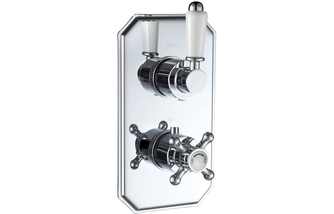 CrystalFlow Traditional Lever Thermostatic Single Outlet Shower Valve - Chrome