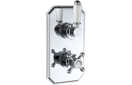 CrystalFlow Traditional Lever Thermostatic Single Outlet Shower Valve - Chrome