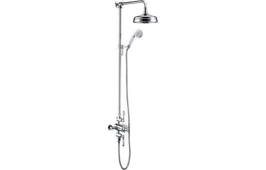 CrystalFlow Traditional Exposed Two Outlet Shower Valve w/Riser Kit & Overhead - Chrome