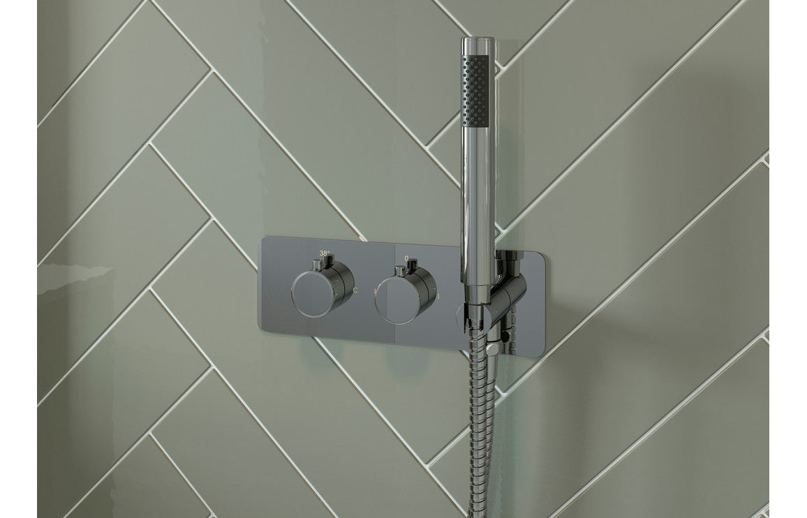 AquaPulse Shower Pack One - Two Outlet Twin Shower Valve w/Handset & ABS Overhead - Chrome