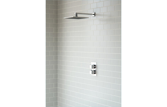 ZenMist Shower Pack Two - Single Outlet Twin Shower Valve w/Overhead - Chrome
