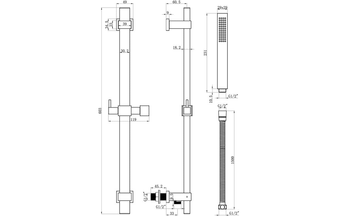 ZenMist Shower Pack Three - Two Outlet Triple Shower Valve w/Riser & Overhead Kit - Chrome