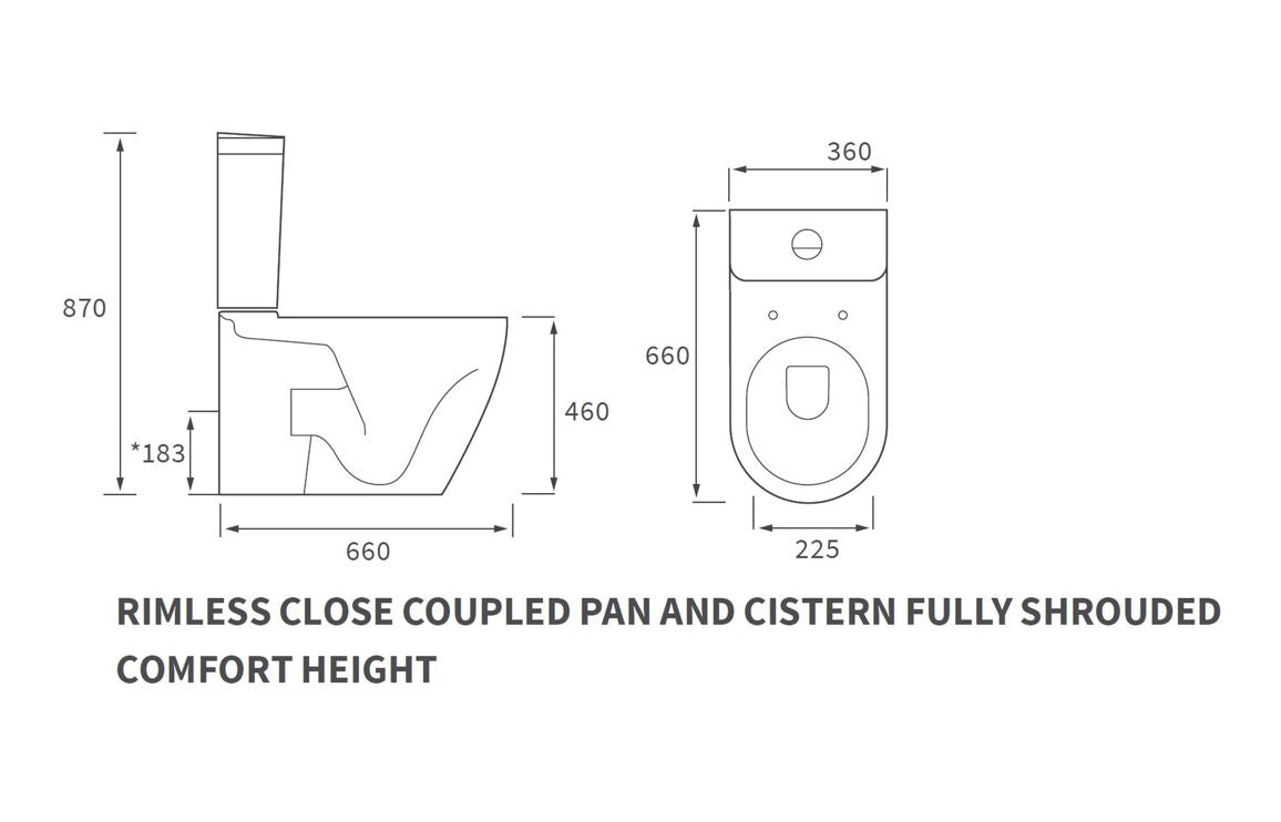 CrystalWash Rimless Close Coupled Fully Shrouded Comfort Height WC & Soft Close Seat