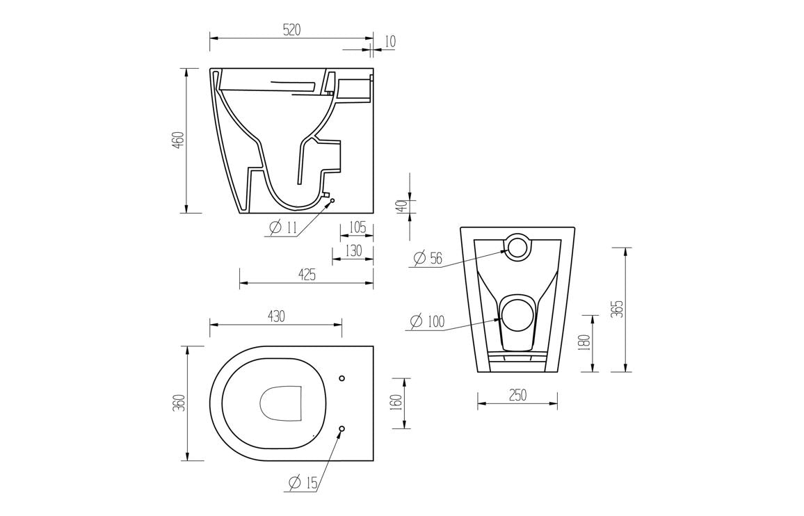 CrystalWash Rimless Back To Wall Comfort Height WC & Soft Close Seat