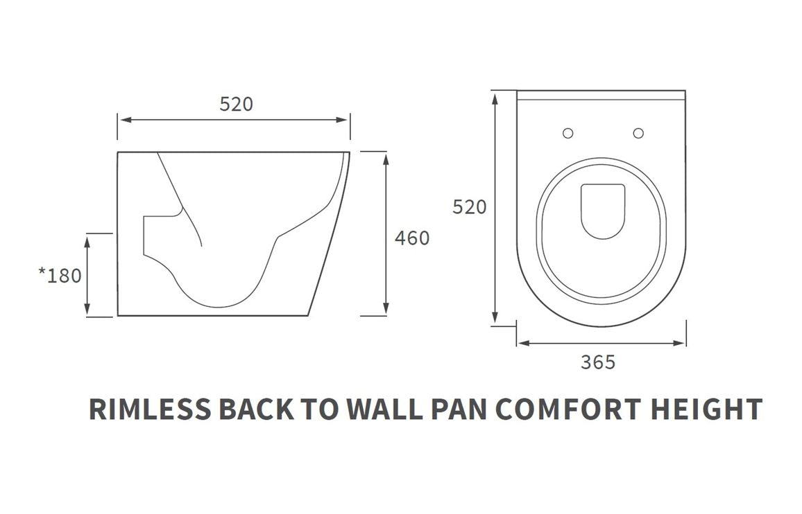 CrystalWash Rimless Back To Wall Comfort Height WC & Soft Close Seat