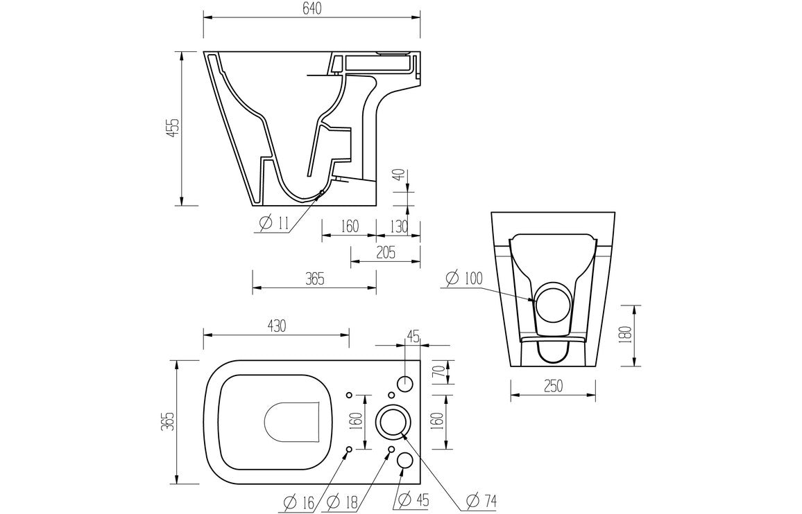 BlissSink Rimless Close Coupled Open Back Comfort Height WC & Soft Close Seat