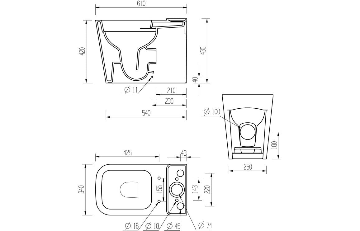 BlissSink Rimless Close Coupled Fully Shrouded Short Projection WC & Soft Close Seat