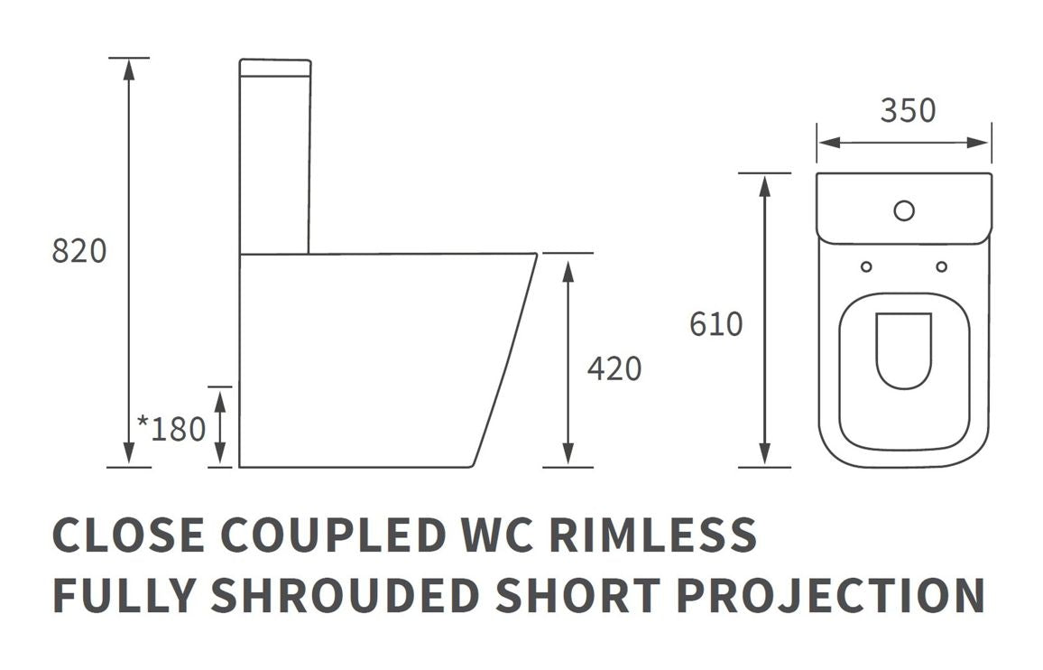 BlissSink Rimless Close Coupled Fully Shrouded Short Projection WC & Soft Close Seat