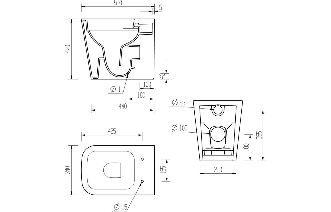 BlissSink Rimless Back To Wall Short Projection WC & Soft Close Seat