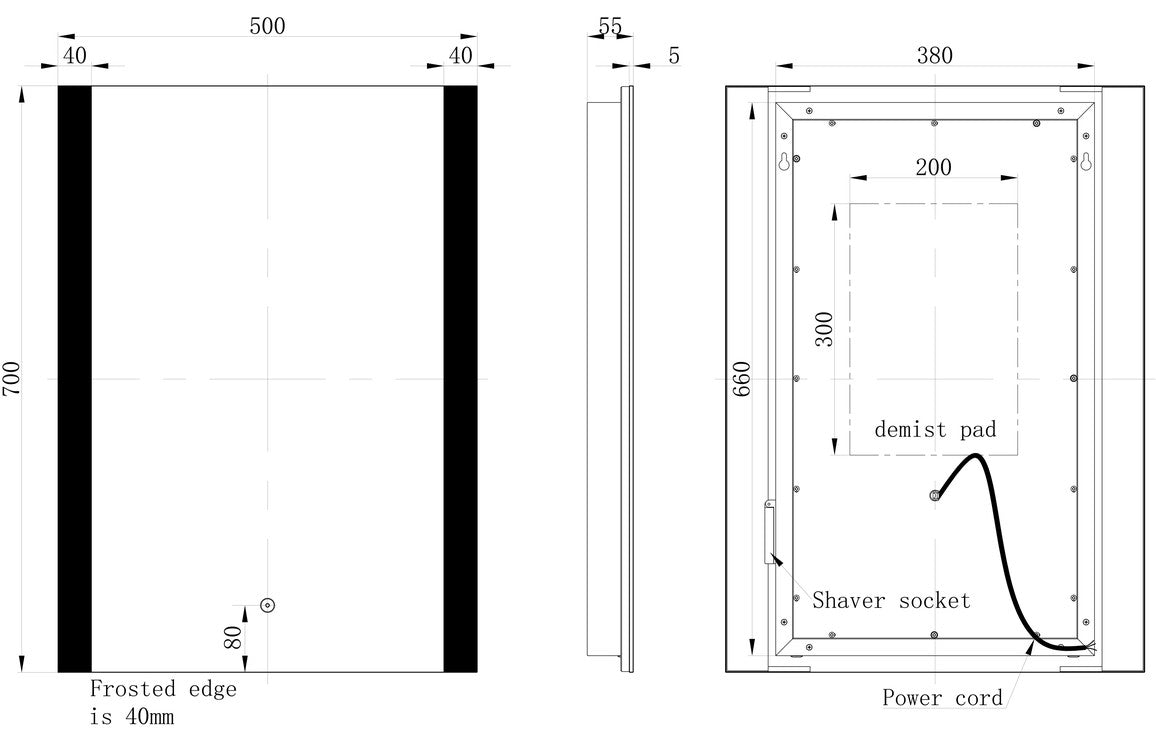 InfinityGleam 500x700mm Rectangle Front-Lit LED Mirror