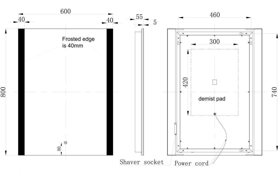 InfinityGleam 600x800mm Rectangle Front-Lit LED Mirror