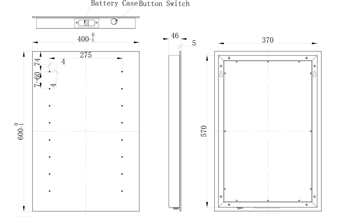 SerenityFrame 400x600mm Rectangle Battery-Operated LED Mirror