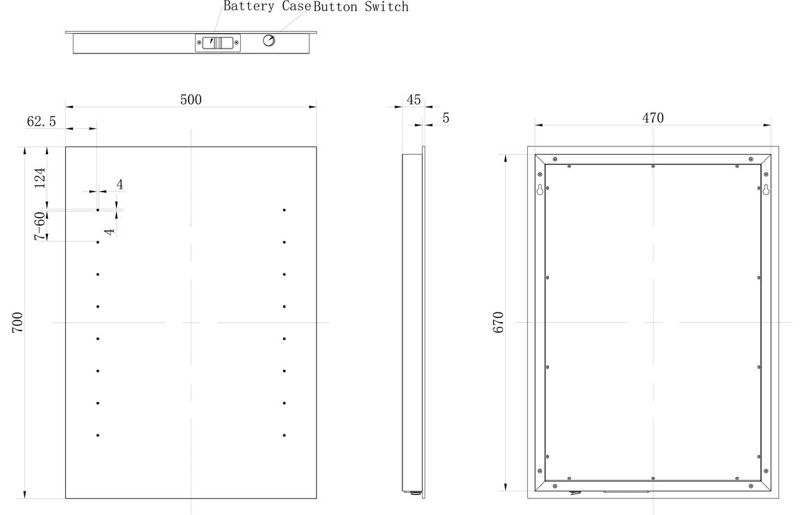 SerenityFrame 500x700mm Rectangle Battery-Operated LED Mirror