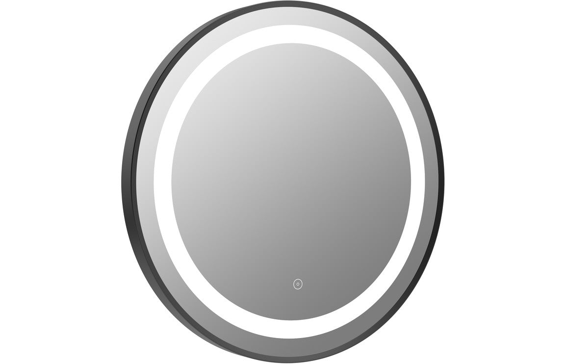 VelvetVision 600mm Round Front-Lit LED Mirror - Matt Black