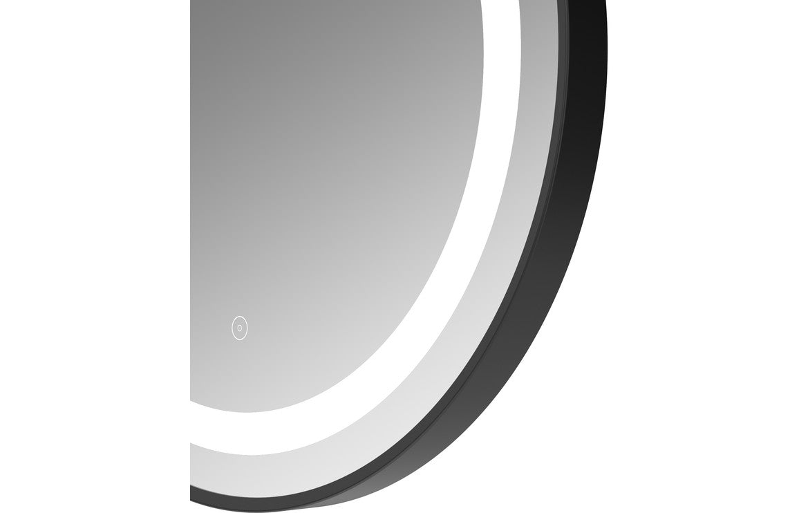VelvetVision 600mm Round Front-Lit LED Mirror - Matt Black