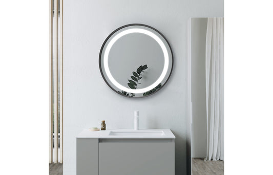 VelvetVision 600mm Round Front-Lit LED Mirror - Matt Black