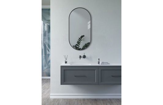 PureVision 800x400mm Oblong Mirror - Matt Black