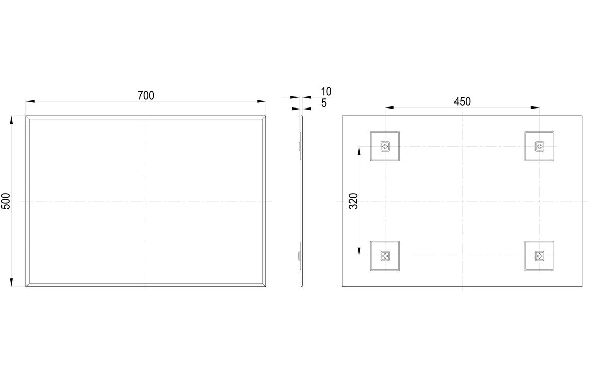 CrystalHorizon 500x700mm Rectangle Mirror