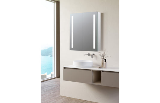 PureGleam 600mm 2 Door Front-Lit LED Mirror Cabinet