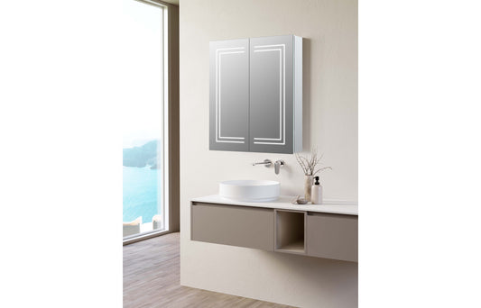 RadiantAura 600mm 2 Door Front-Lit LED Mirror Cabinet