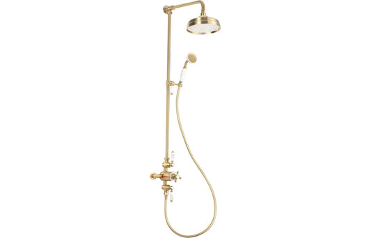 CrystalFlow Thermostatic Shower Kit - Brushed Brass