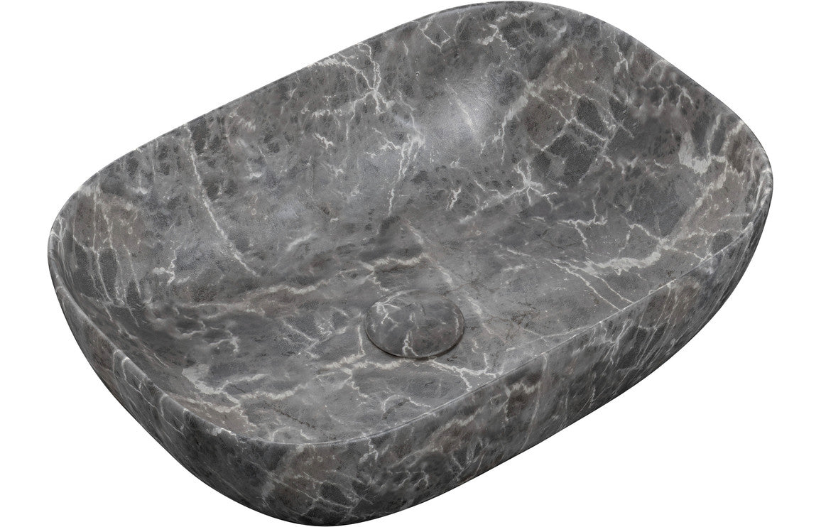 ZenStream 460x330mm Ceramic Washbowl - Grey Marble Effect