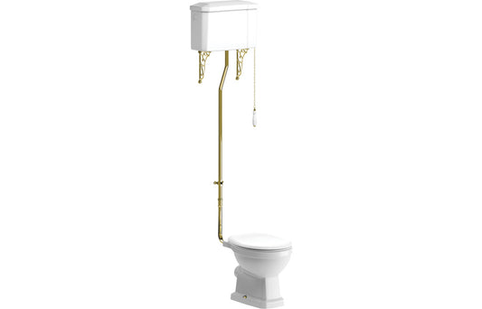 TranquilFlow High Level WC & Soft Close Seat w/Brushed Brass Finishes