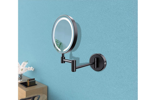 RadiantFrame Round LED Cosmetic Mirror - Black