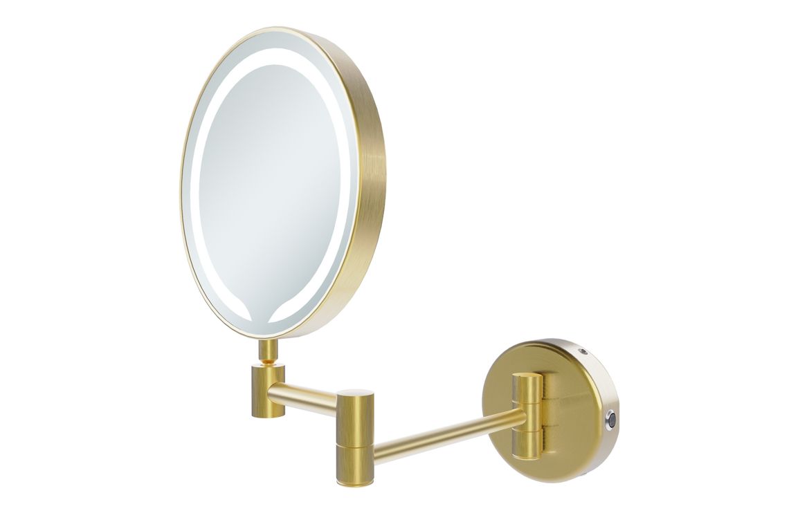 RadiantFrame Round LED Cosmetic Mirror - Brushed Brass