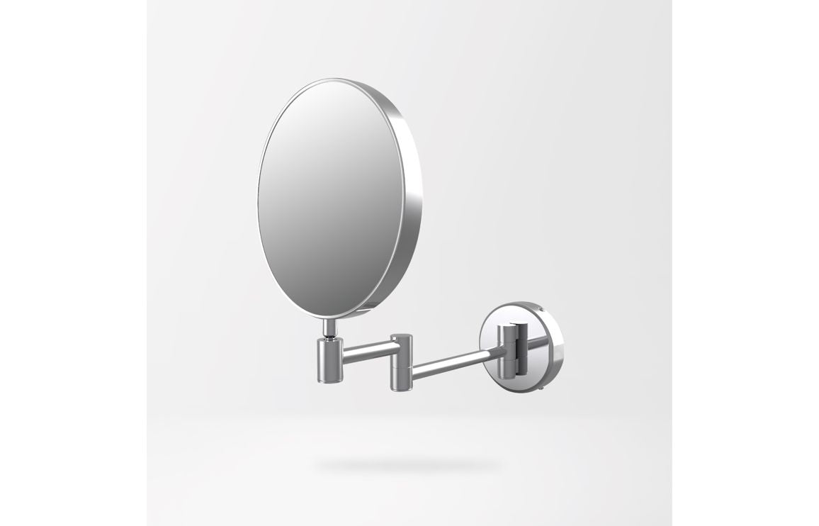 CrystalGlow Round Cosmetic Mirror - Chrome