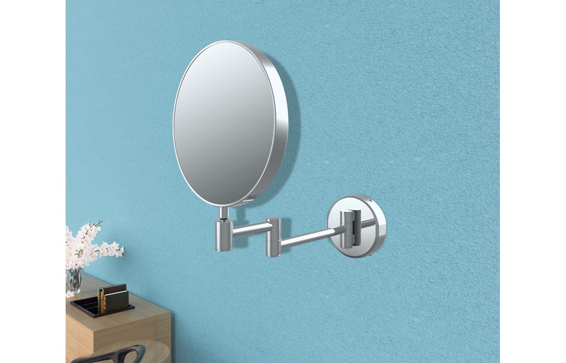 CrystalGlow Round Cosmetic Mirror - Chrome