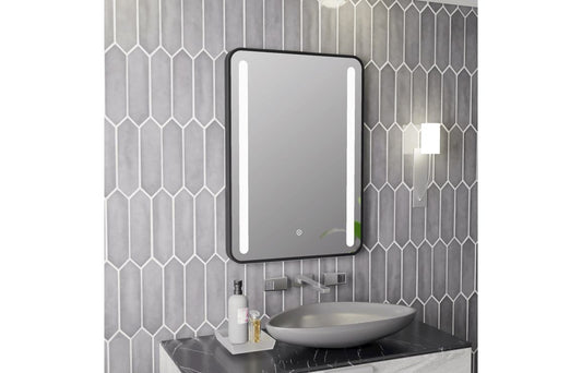 RadianceCurve 500x700mm Rounded Front-Lit LED Mirror - Black