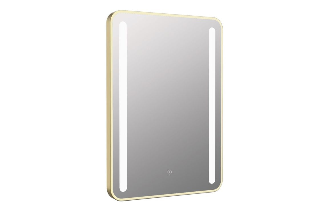 RadianceCurve 500x700mm Rounded Front-Lit LED Mirror - Brushed Brass