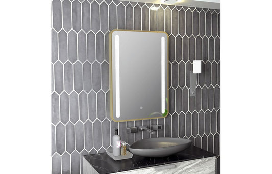 RadianceCurve 500x700mm Rounded Front-Lit LED Mirror - Brushed Brass