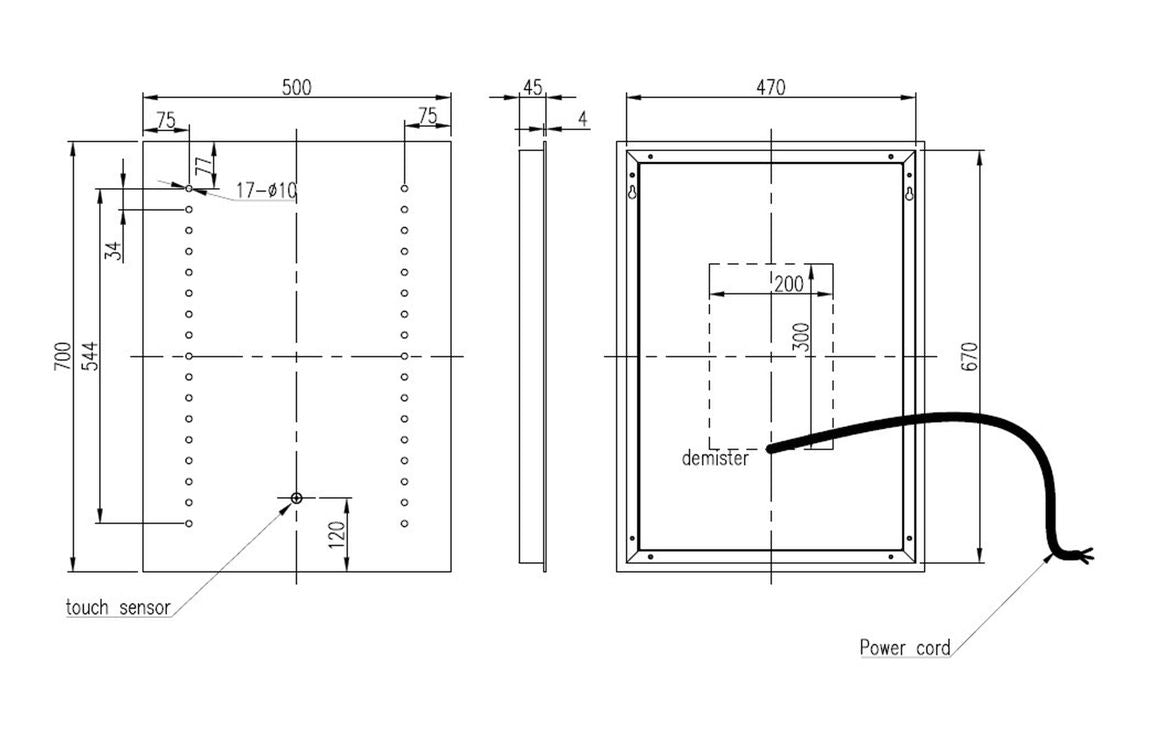 EternaShine 500x700mm Rectangle Front-Lit LED Mirror