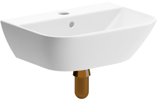 LustraBowl 450x320mm 1TH Cloakroom Basin & Brushed Bronze Bottle Trap