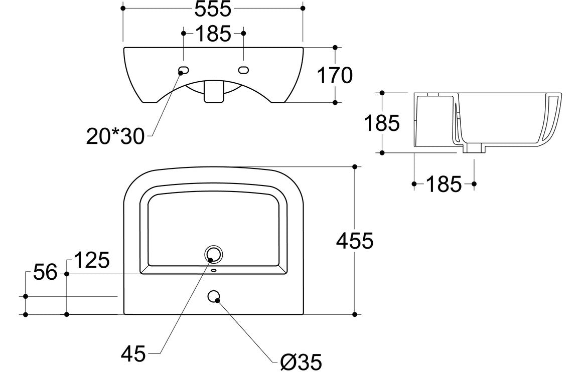 LustraBowl 450x320mm 1TH Cloakroom Basin & Brushed Bronze Bottle Trap