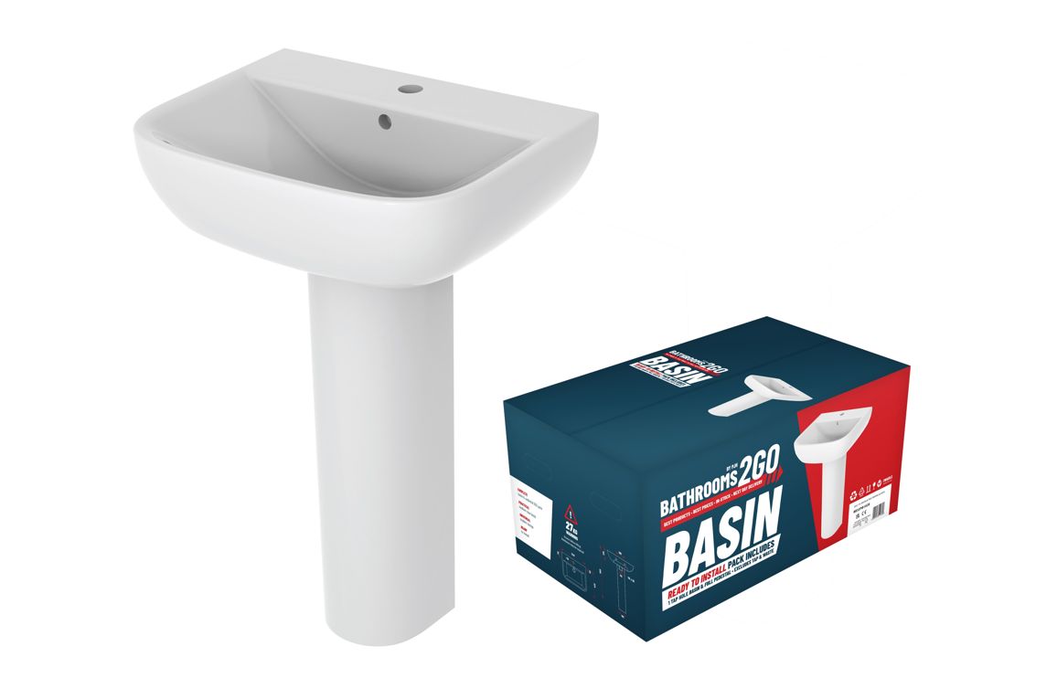 AquaLuxe 1TH Basin & Full Pedestal
