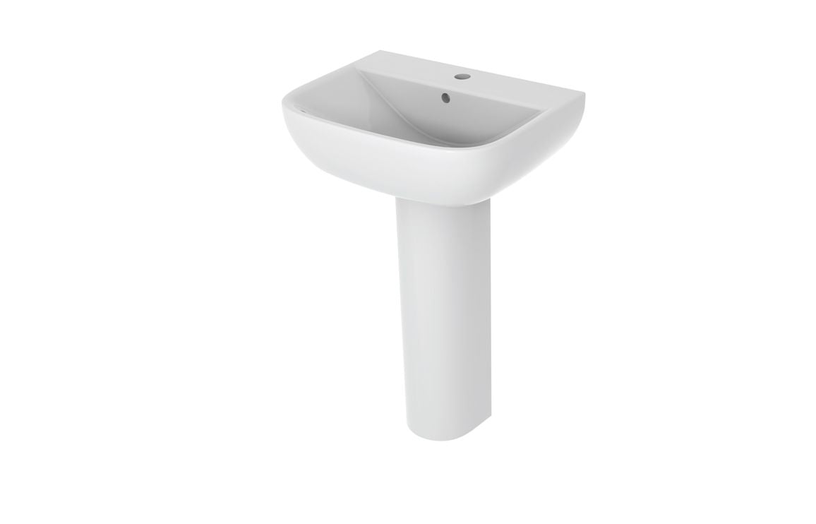 AquaLuxe 1TH Basin & Full Pedestal