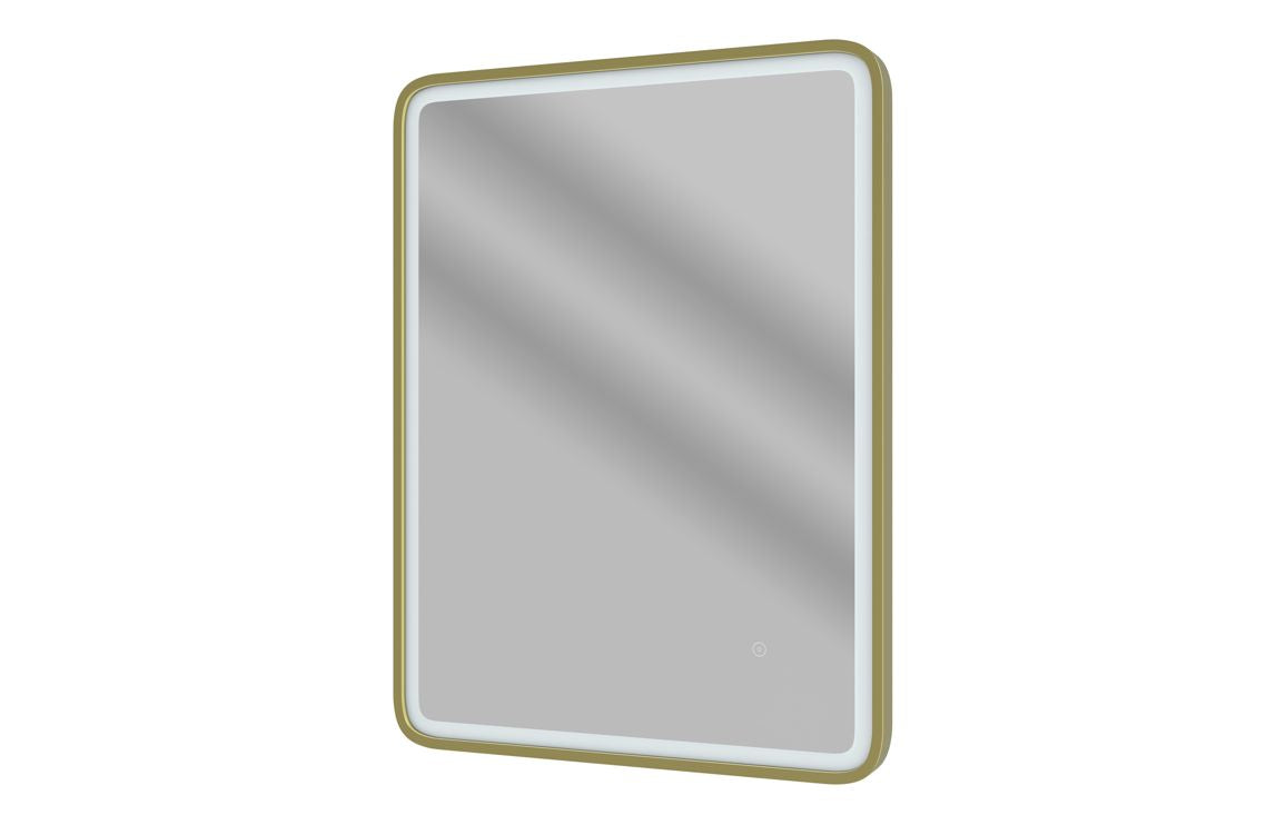 GlowEdge 600mm Rectangle Front-Lit LED Mirror - Brushed Brass