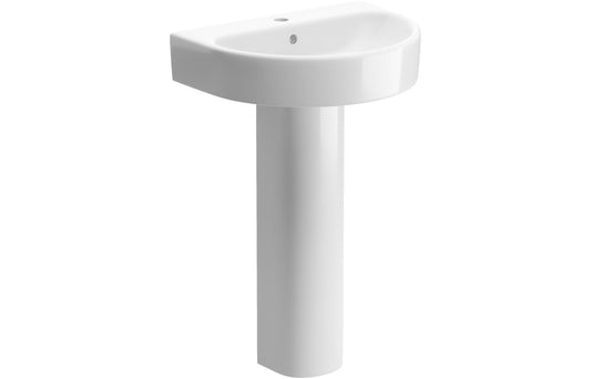CrystalWash 555x430mm 1TH Basin & Full Pedestal