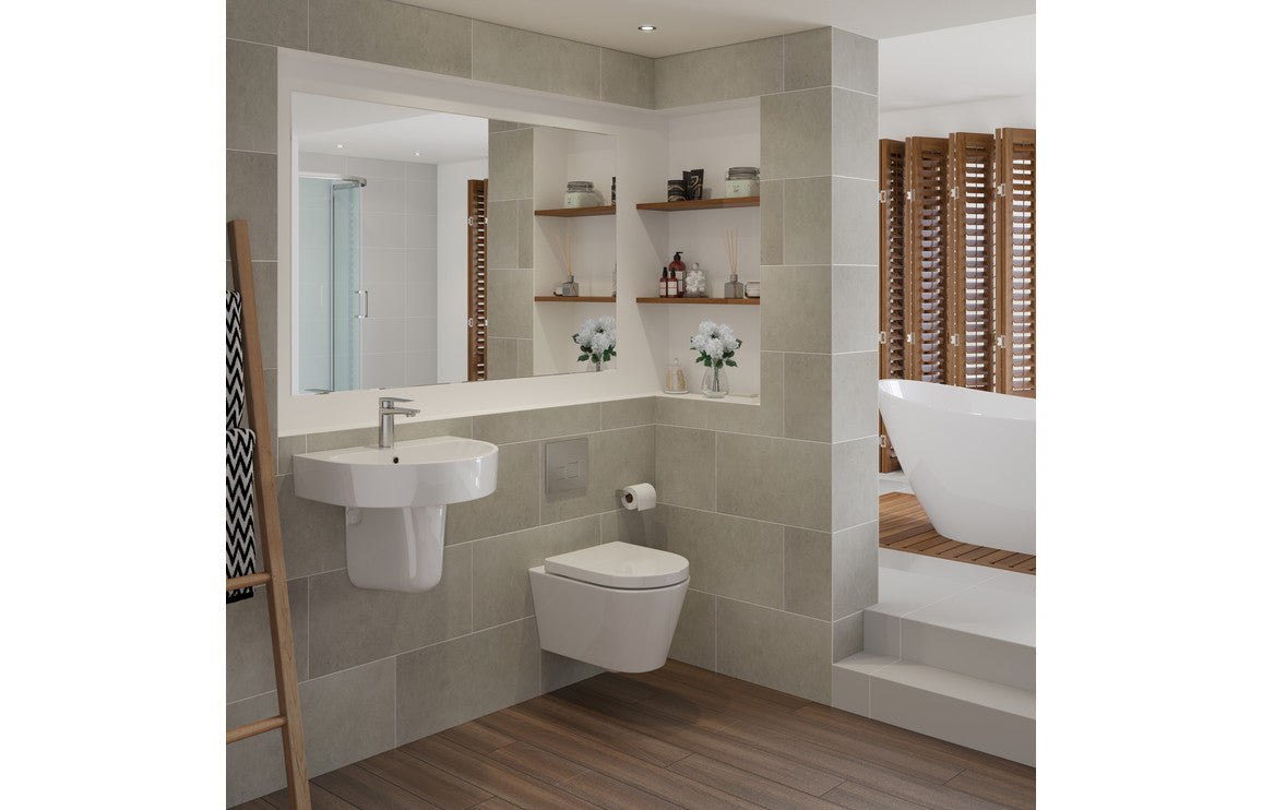 CrystalWash 555x430mm 1TH Basin & Semi Pedestal