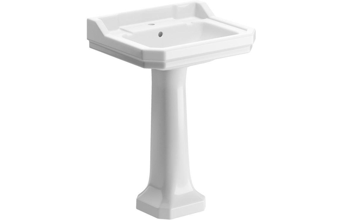 TranquilFlow 600x500mm 1TH Basin & Full Pedestal