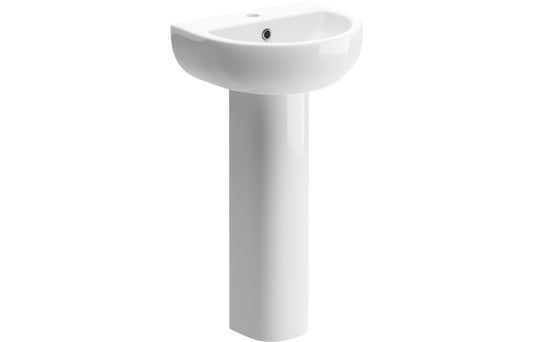 SilkenWash 450x400mm 1TH Basin & Full Pedestal