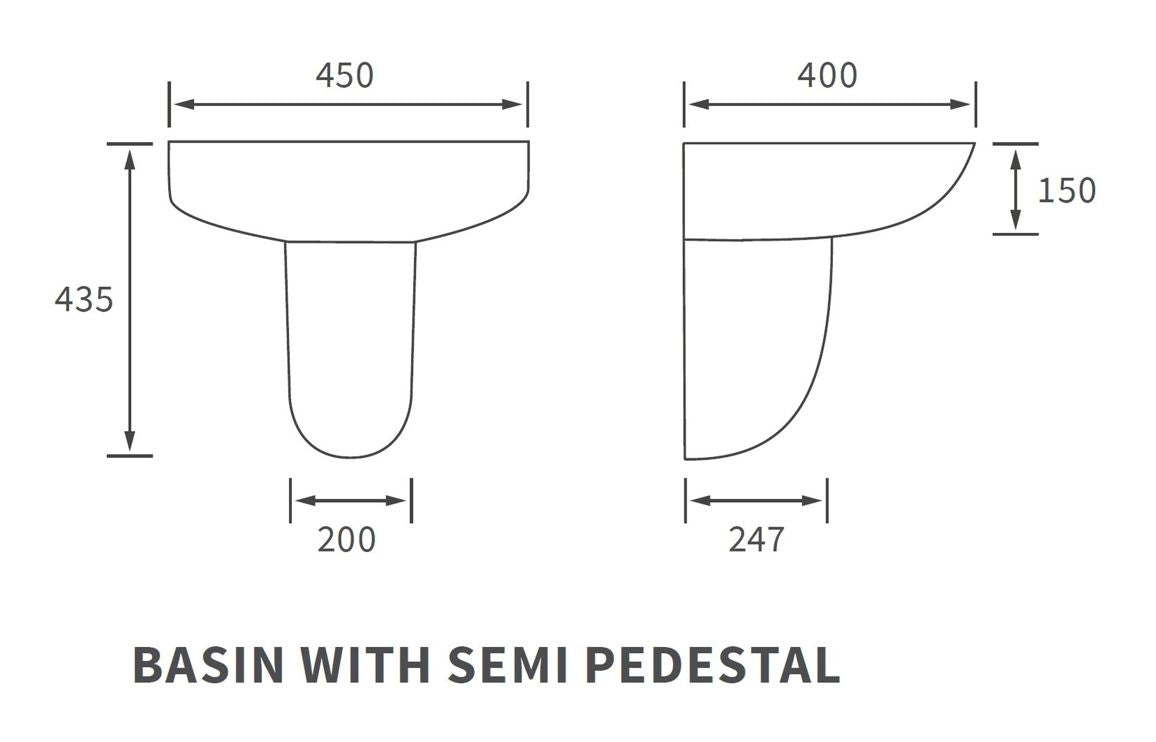 SilkenWash 550x400mm 1TH Basin & Semi Pedestal