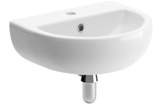 SilkenWash 450x400mm 1TH Cloakroom Basin & Chrome Bottle Trap