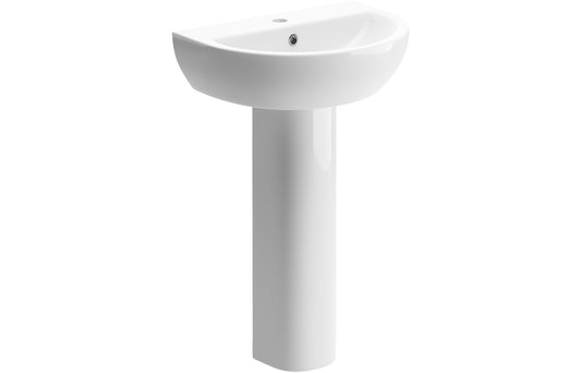 SilkenWash 550x400mm 1TH Basin & Full Pedestal