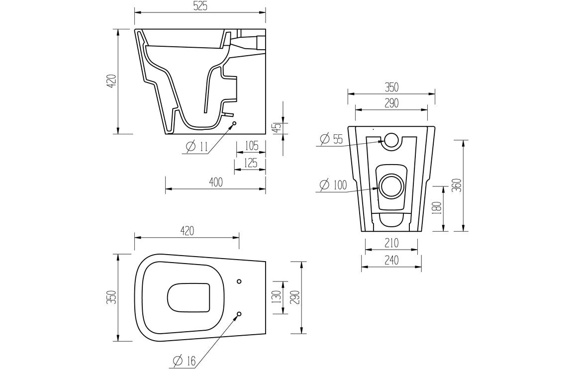 AquaElegance Back To Wall WC & Soft Close Seat
